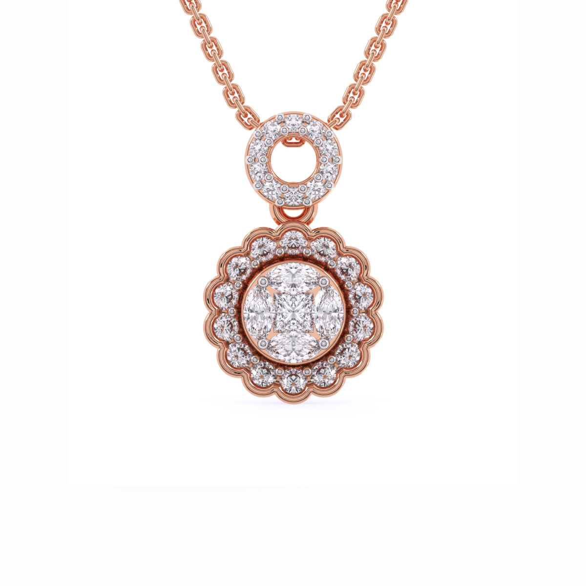 Blossom Round Diamond Halo Pendant